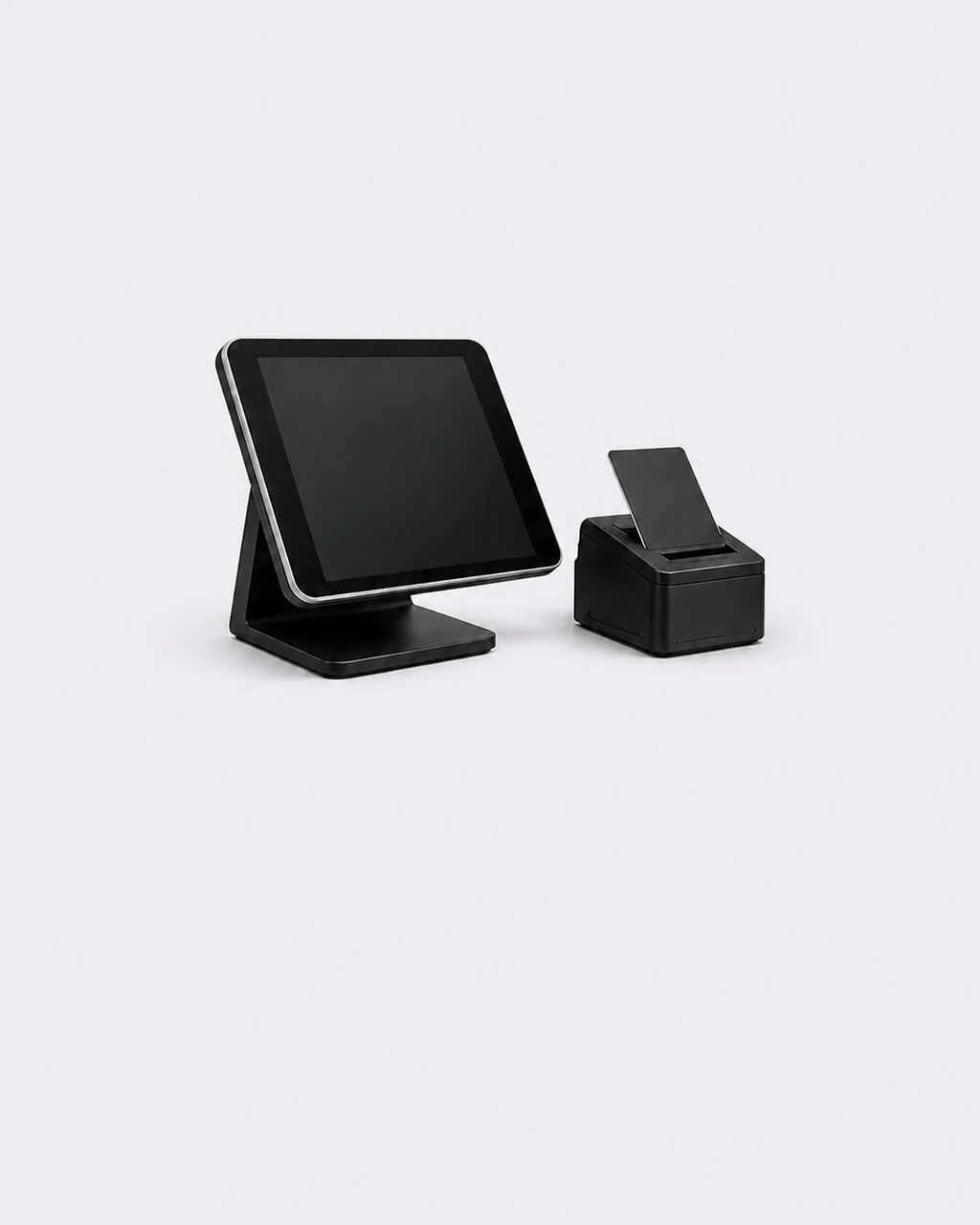 Black touch display with a compact receipt printer