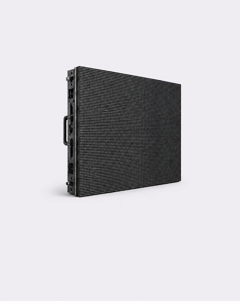 Black modular LED panel against a light grey-purple background