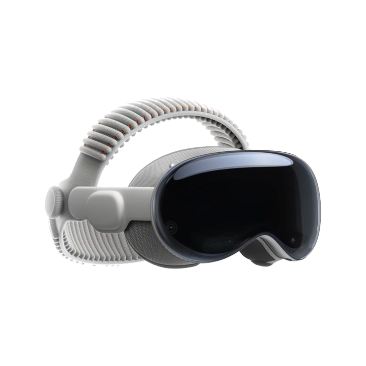 Schräge Vorderansicht der Apple Vision Pro