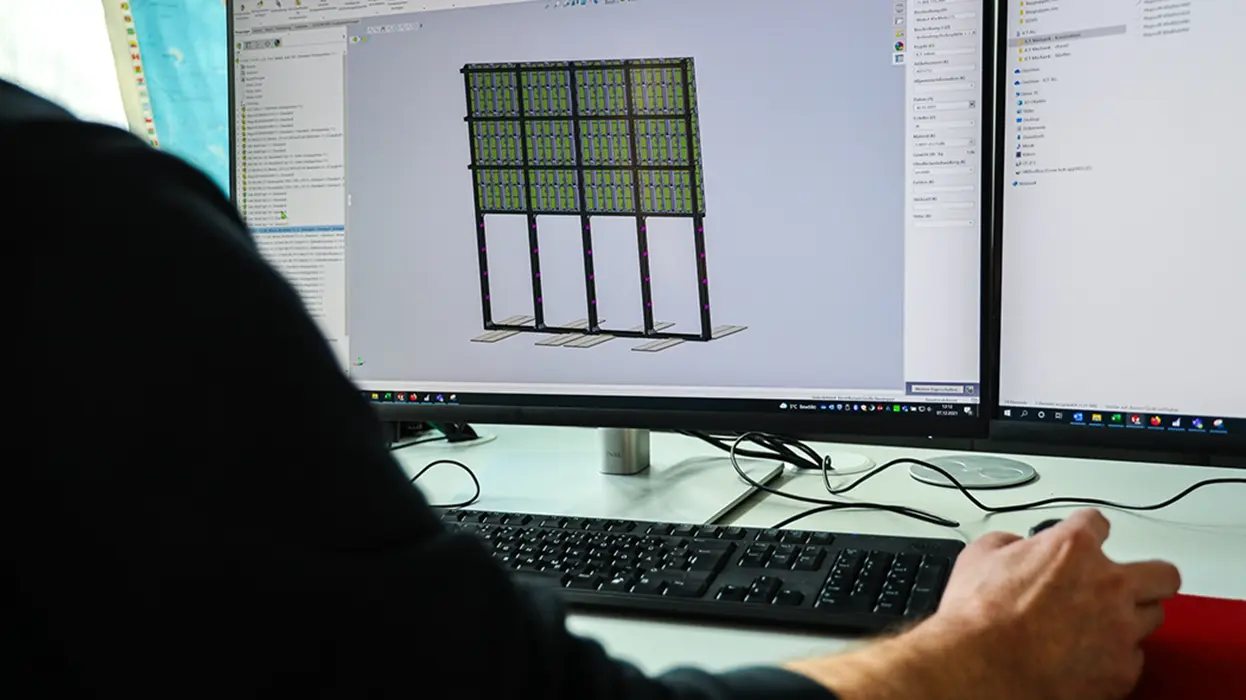 CAD view of the rear of a display's supporting structure on a monitor.