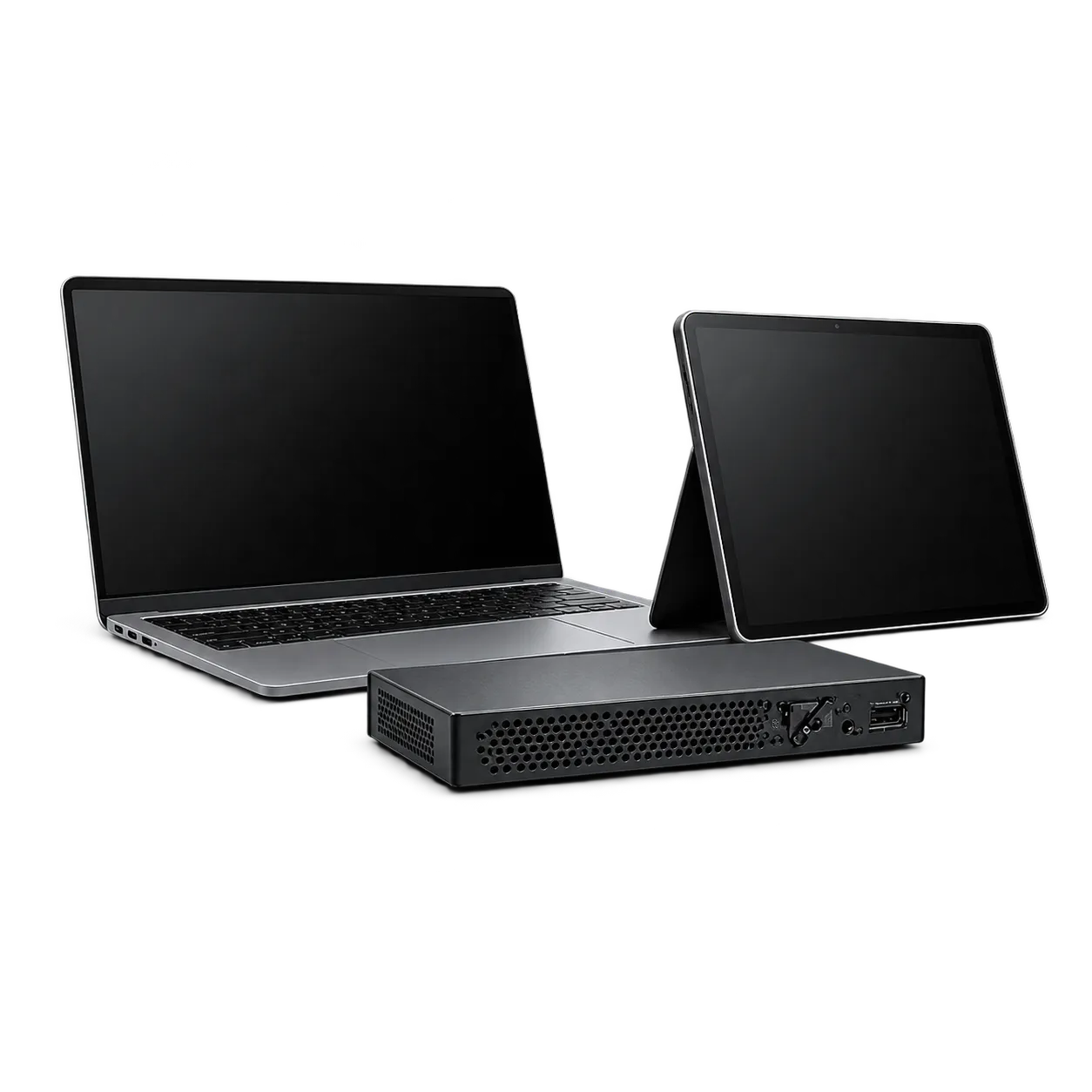 Laptop, Tablet und kompakter Medienserver