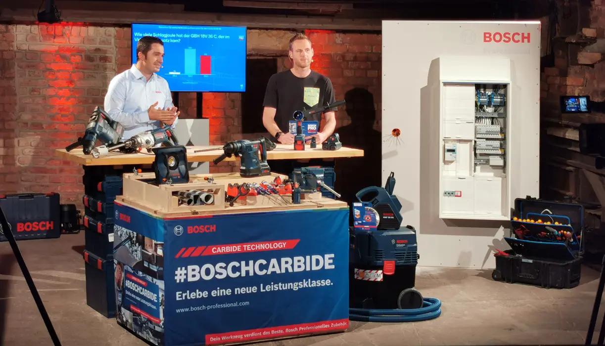 Streaming stage at the Bosch Pro event, view 1