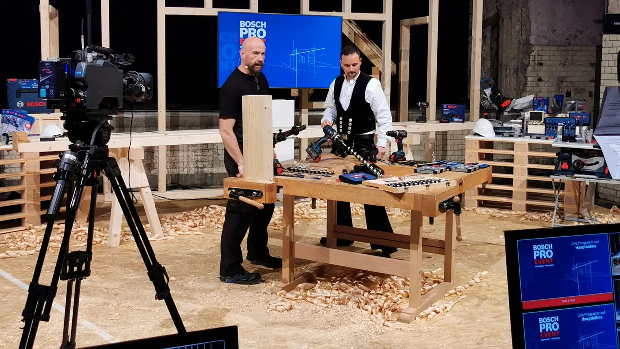 Studio with a stage at the Bosch Pro event, view 3