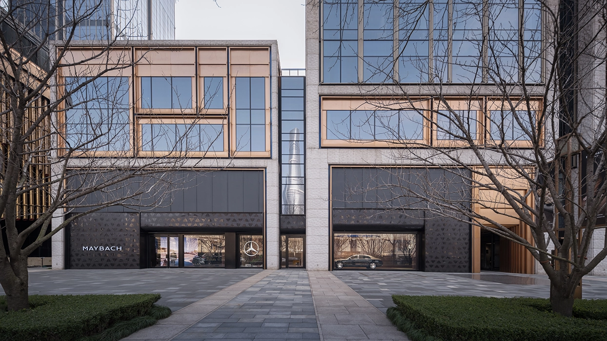 Entrance to a building beside a tree