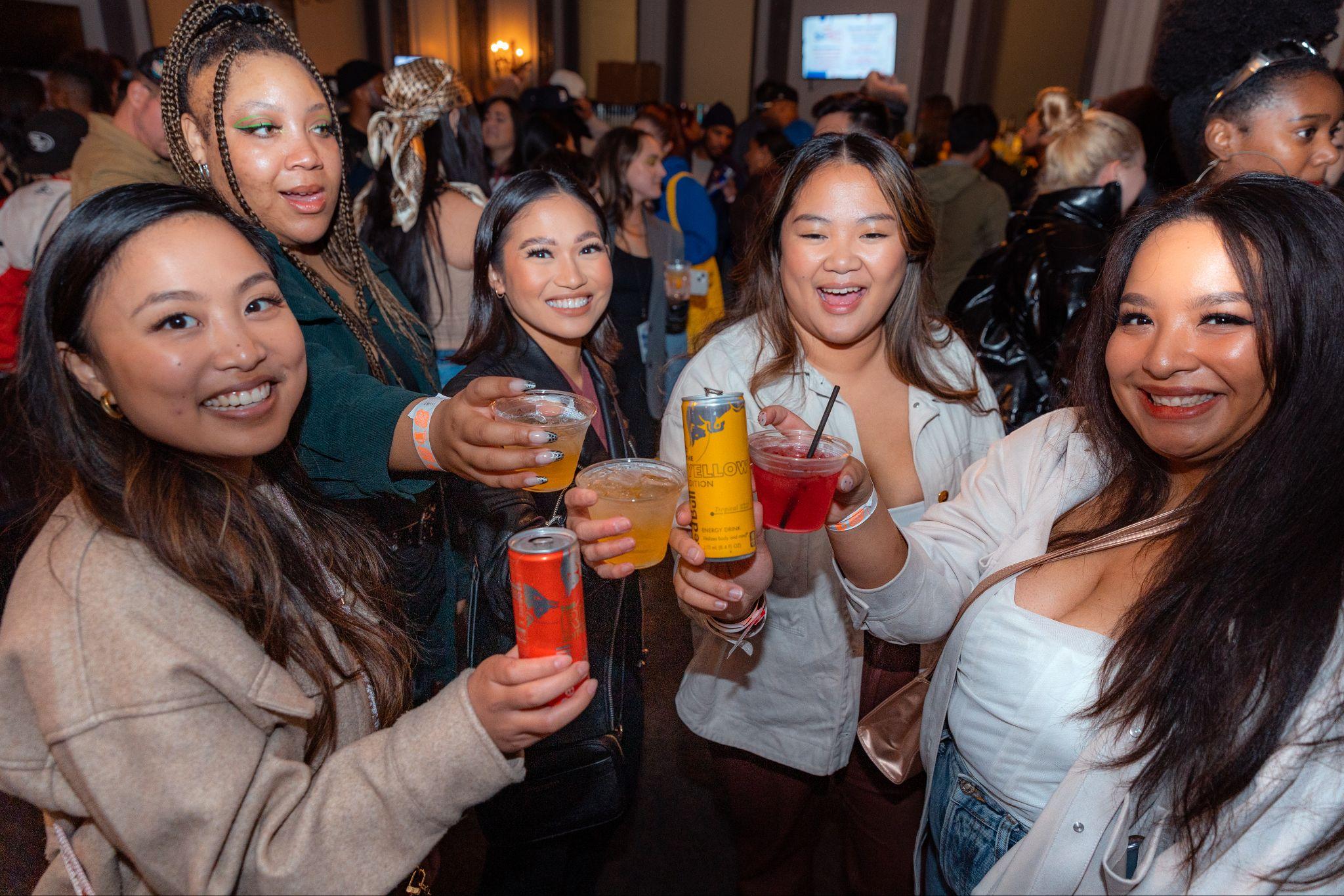 Fans raise drinks at Red Bull Soundclash San Francisco