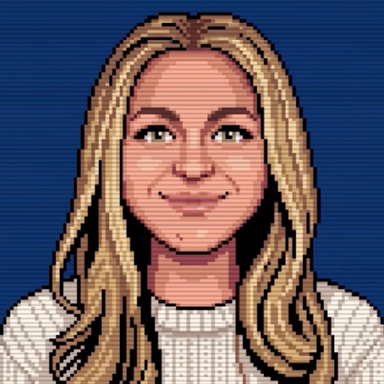 Pixel-art portrait of Jess Gaughan
