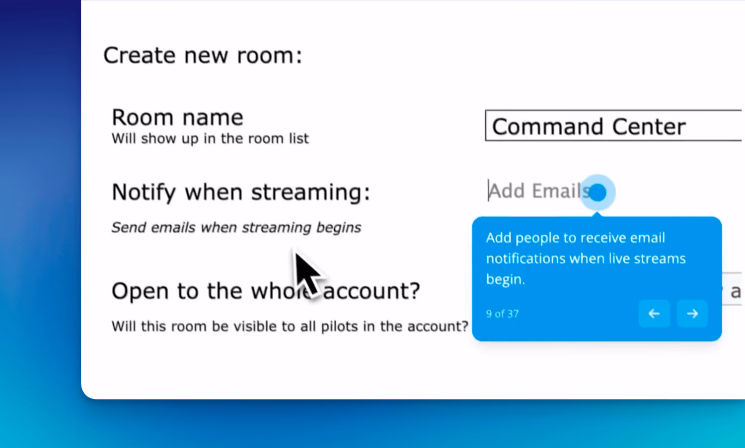 AirData notify when streaming alert example