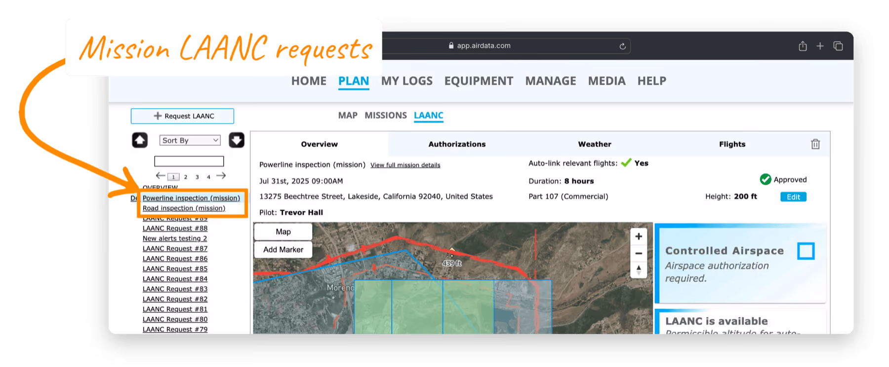 Unified LAANC requests tab