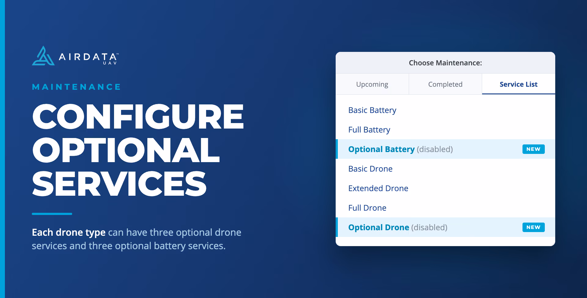 Add optional maintenance service types