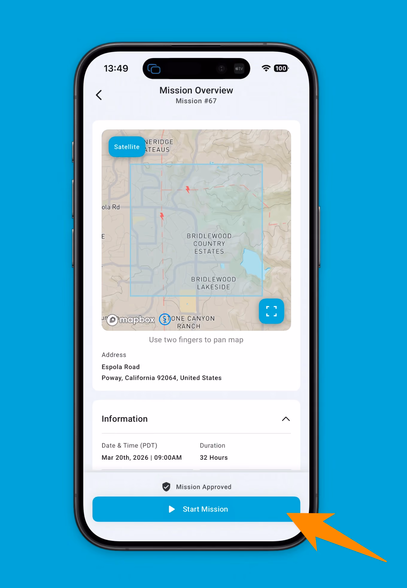 Control mission start/stop from mobile