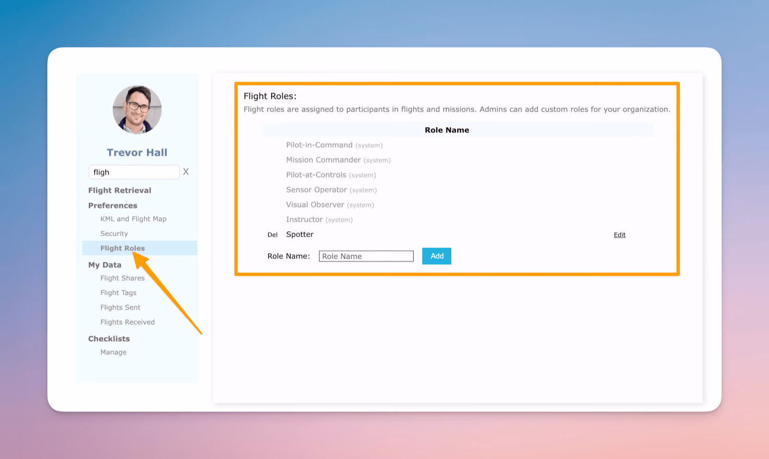 Create custom flight and mission roles