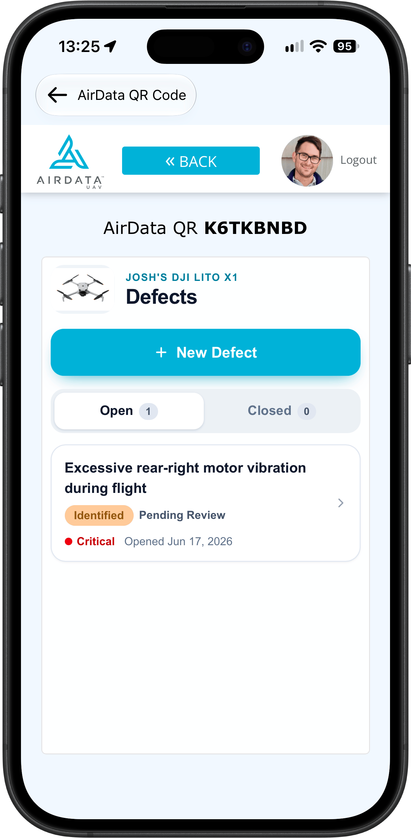 Log Defects right from a QR scan