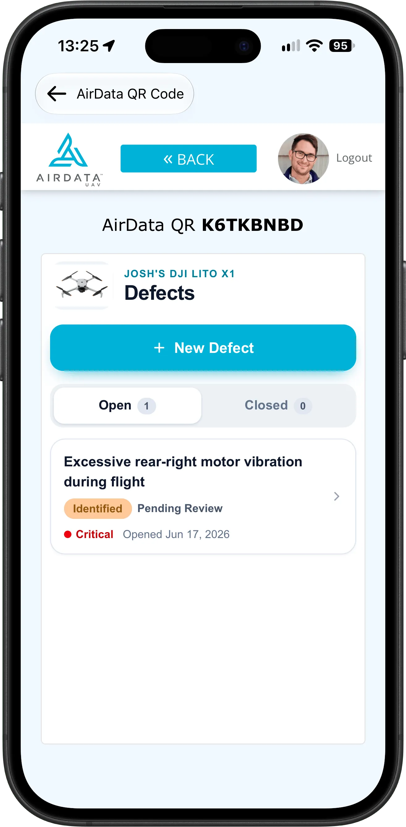 Log Defects right from a QR scan