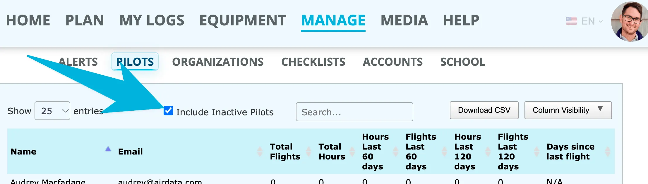 Hide inactive pilots from your pilot lists