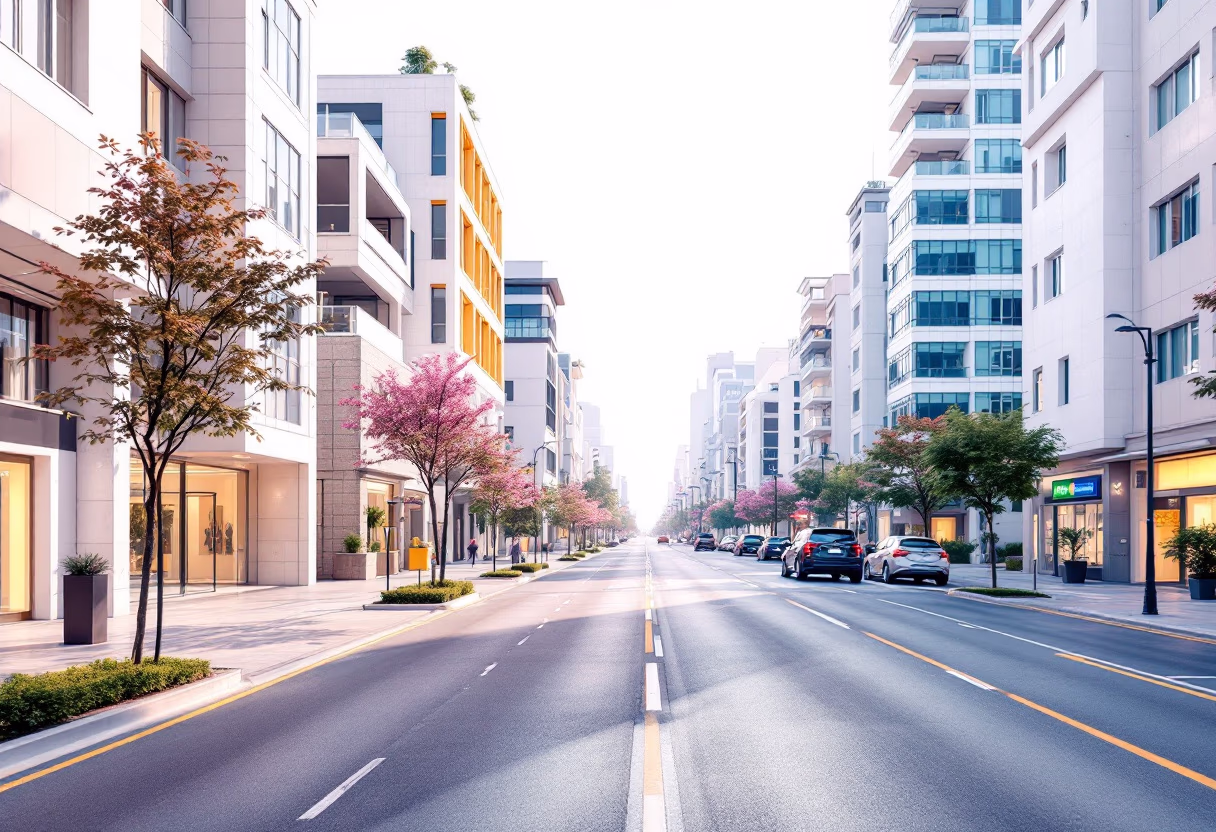Modern urban residential corridor representing professional property management in San Salvador, El Salvador