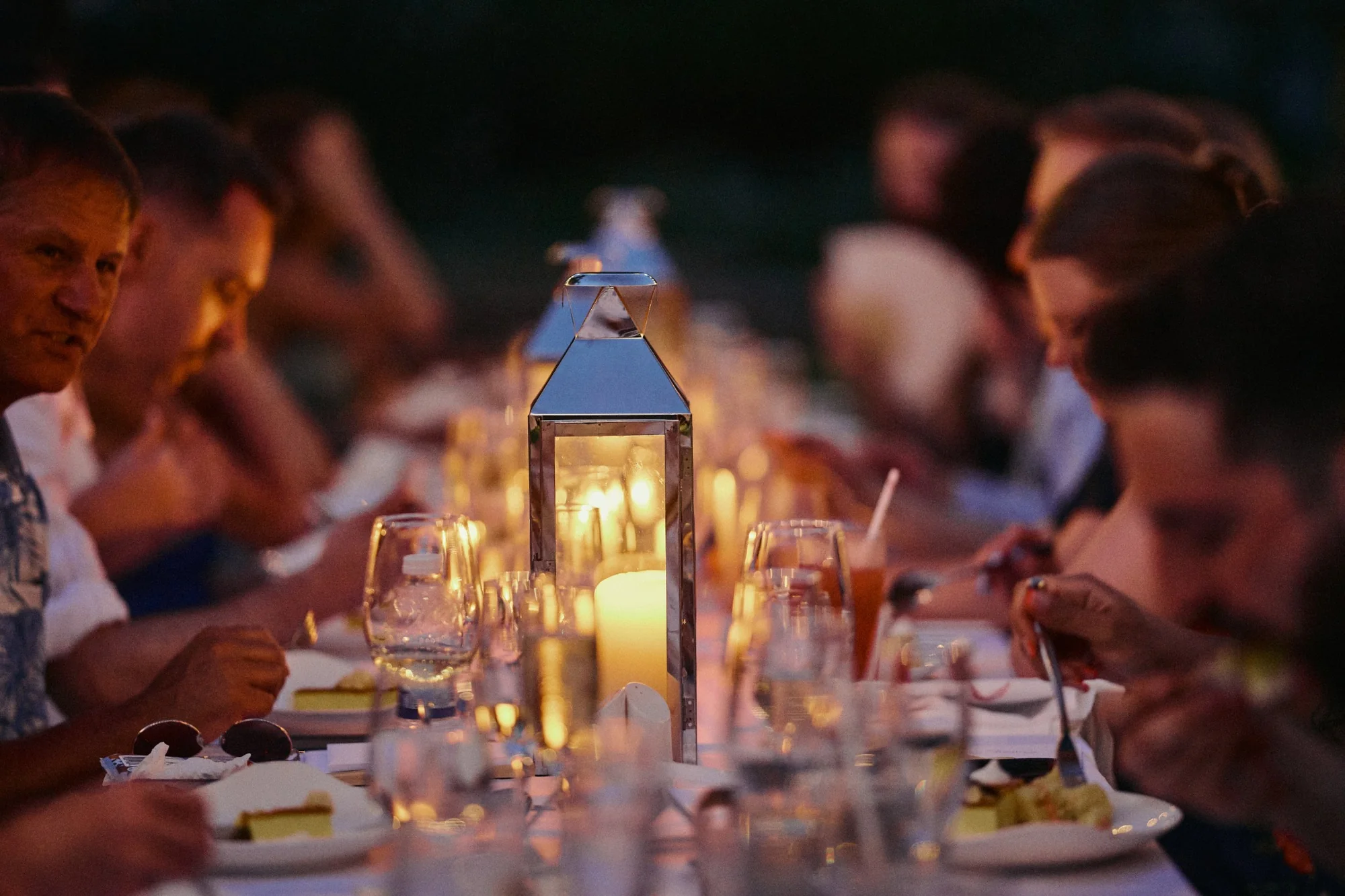 Candlelit destination wedding reception table in Jamaica