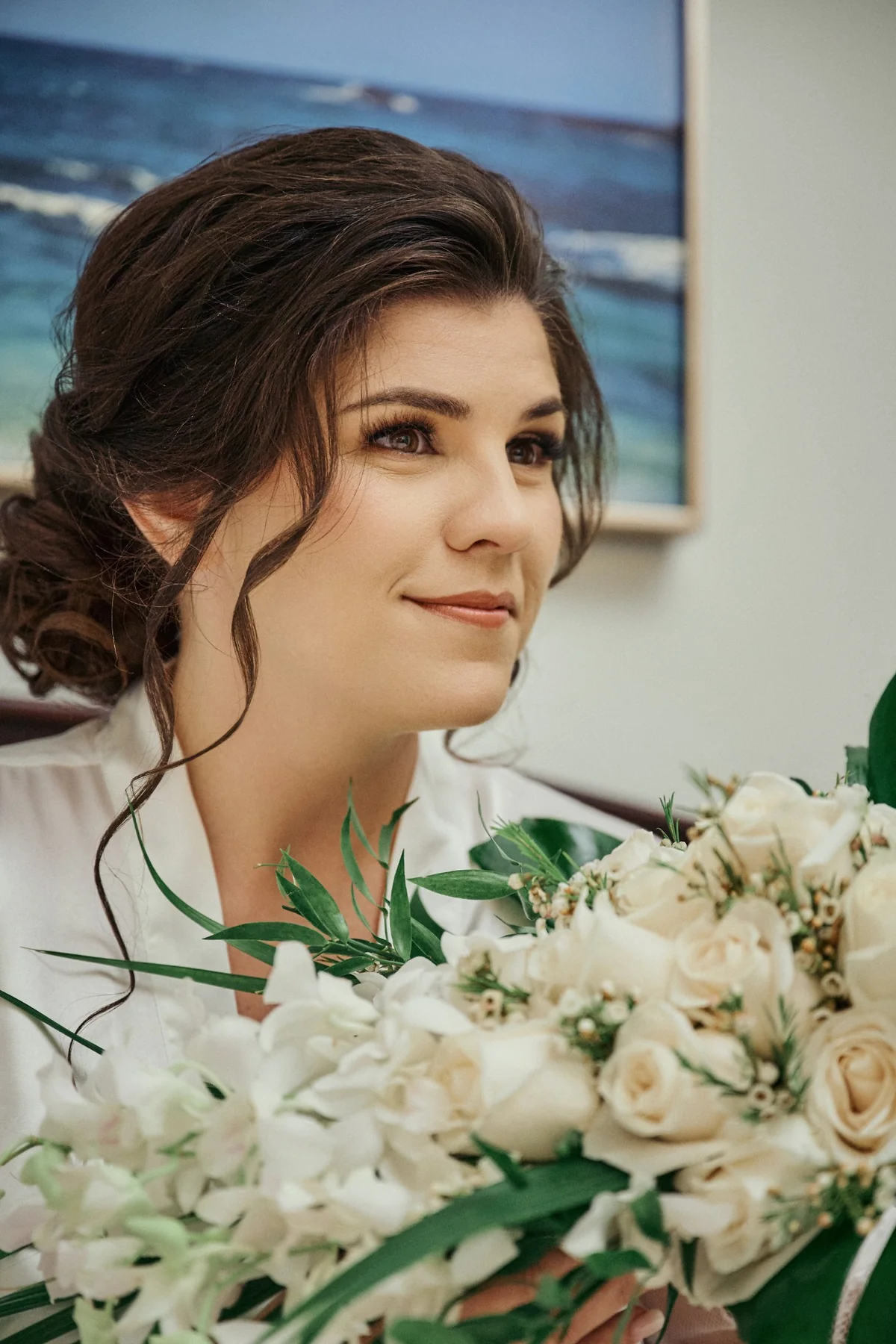 Bridal detail portrait featuring bouquet and wedding ring