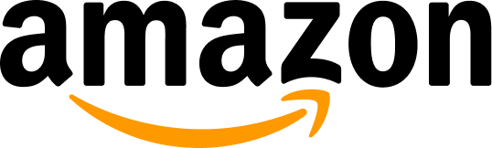Amazon logo with black text and an orange curved arrow beneath the letters.