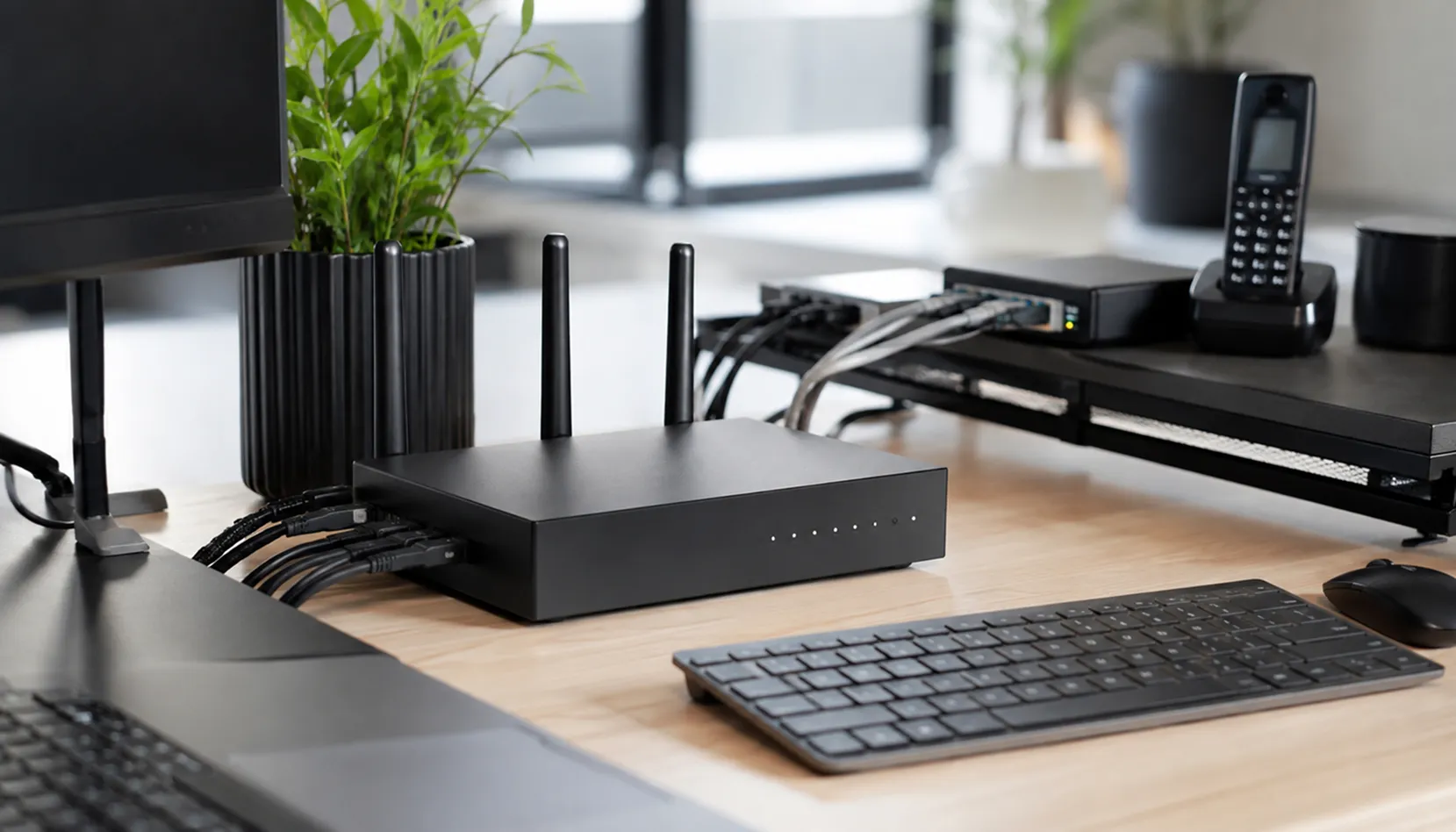 Small business professionals using technology in a modern office
