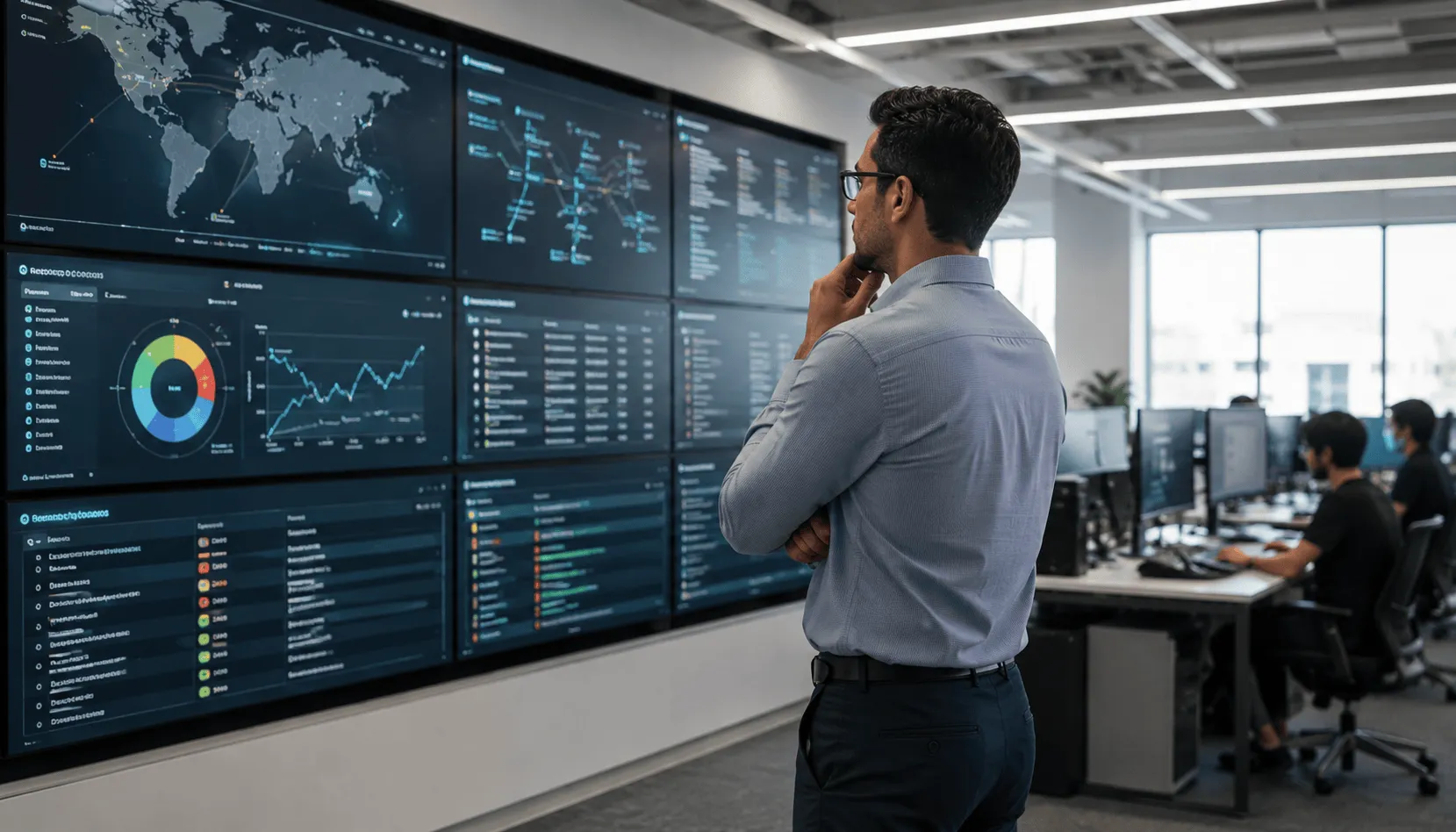 Cybersecurity professional monitoring security operations and compliance activity