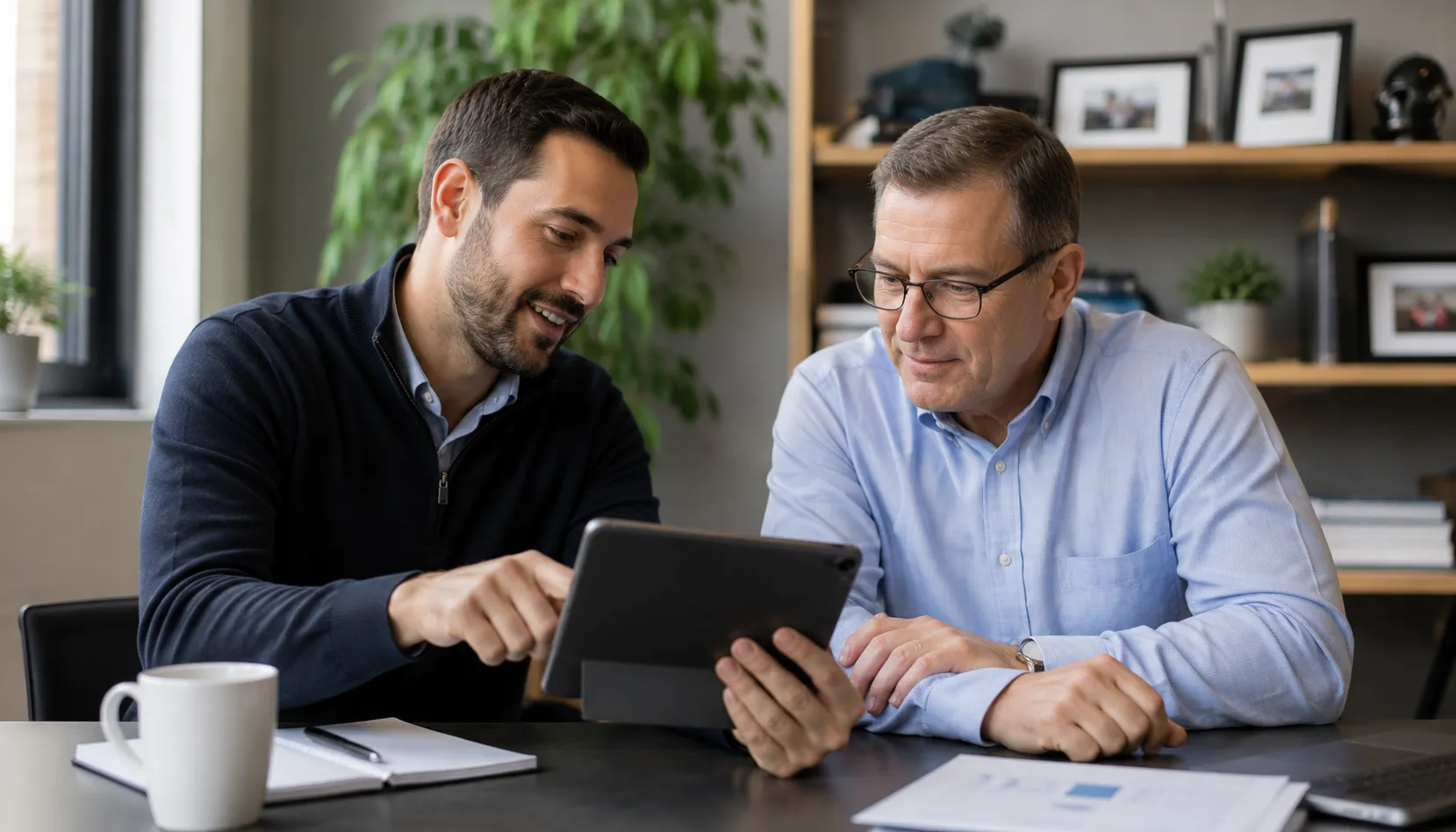 IT consultant reviewing technology strategy with a business owner