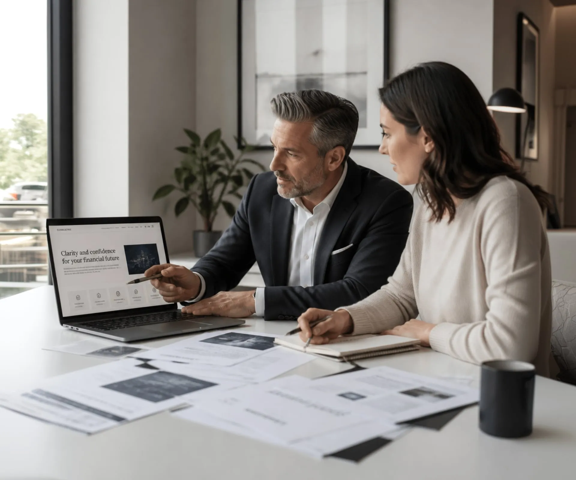 Accounting and finance professionals using business technology in an office