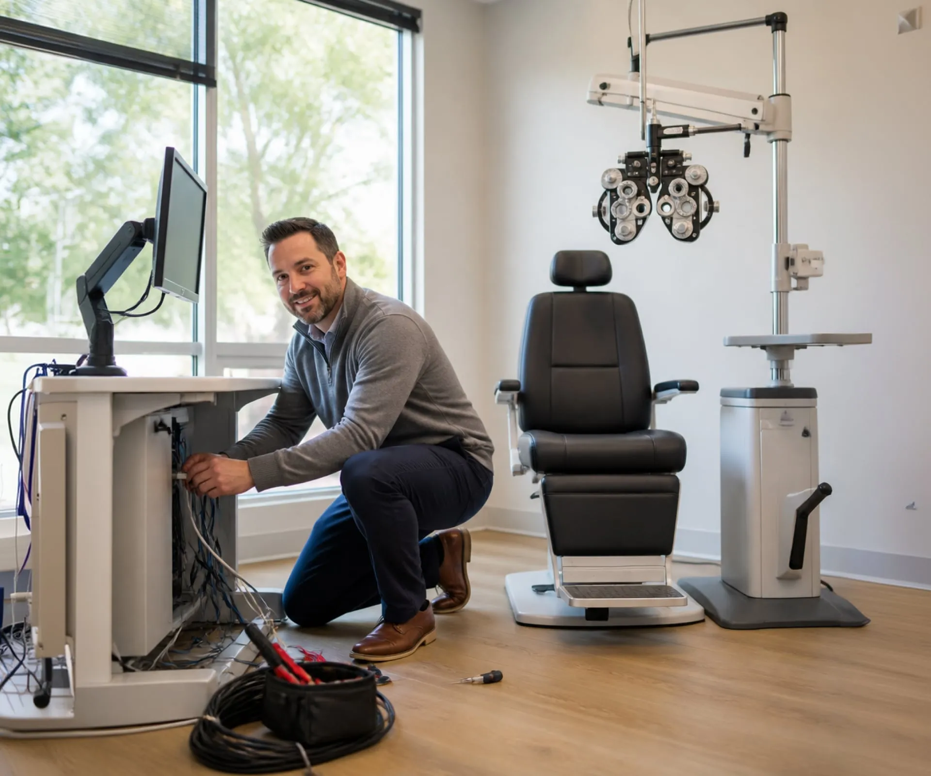 Office IT infrastructure supporting an optometry clinic