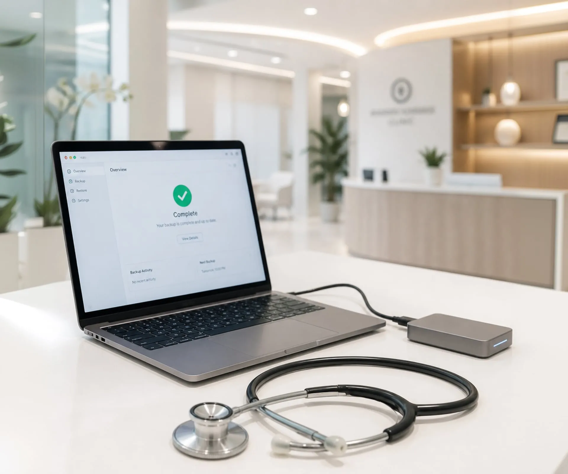 Healthcare systems monitored for data backup and recovery