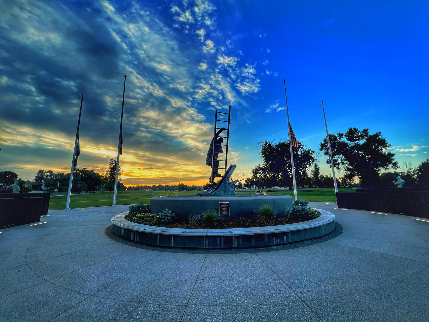 The memorial at sunset