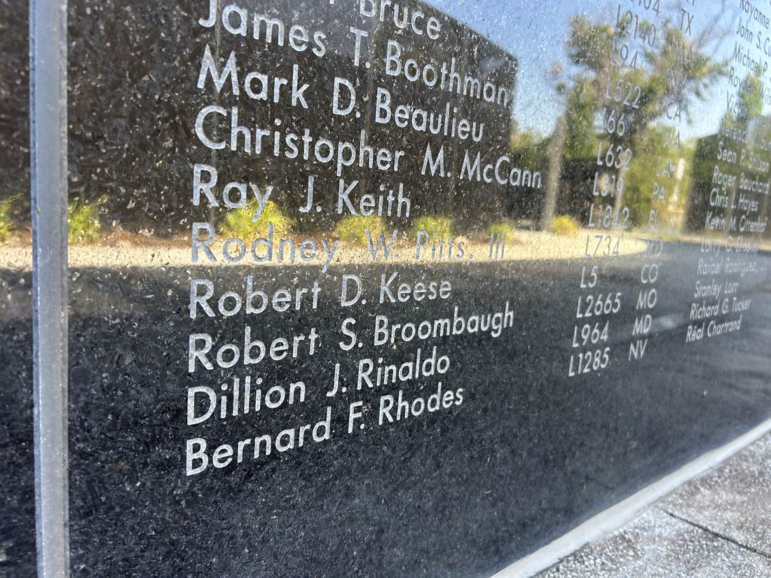 Close view of names on the wall