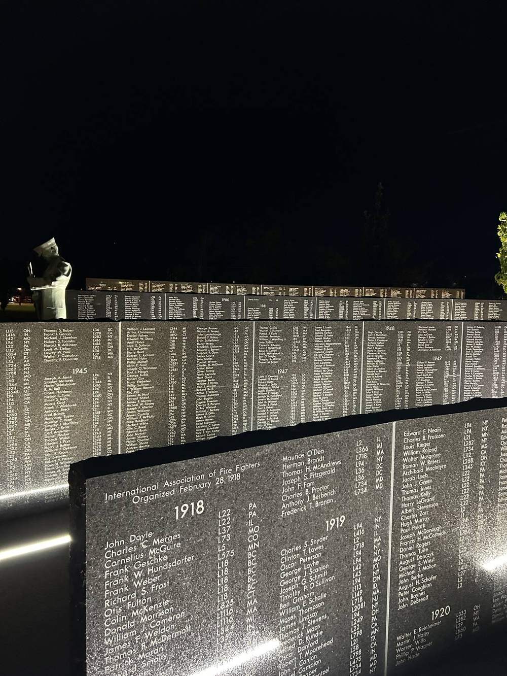 Wall of Honor at night
