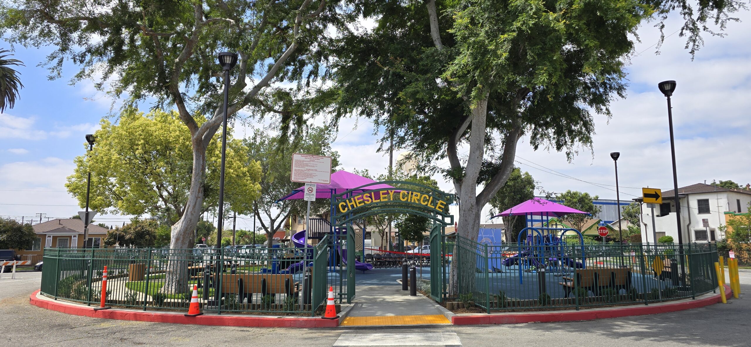 Completed entrance to Chesley Circle Park in Huntington Park