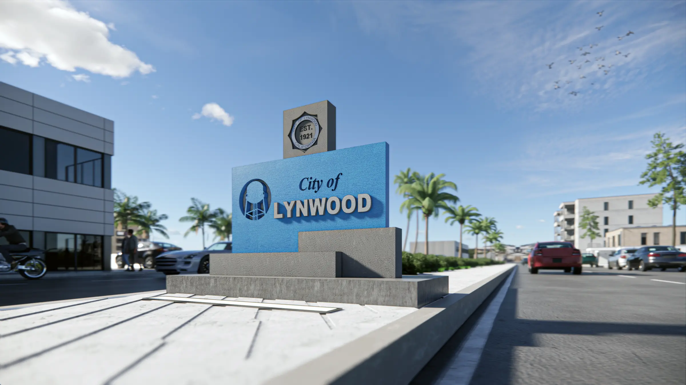 Imperial Highway Center Median Conceptual Design — monument concept view 1
