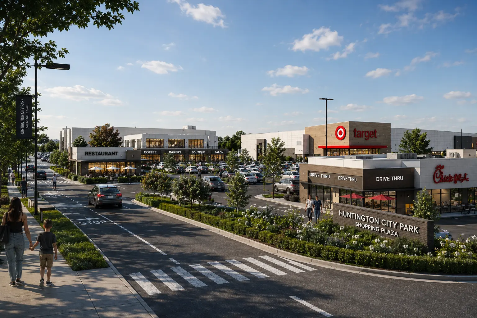 Huntington Park Shopping Center Plaza Concept — concept view 2
