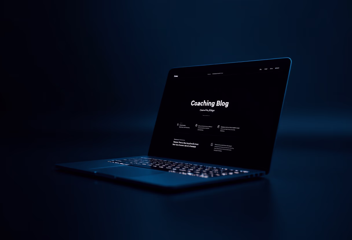 image of a laptop displaying a coaching blog