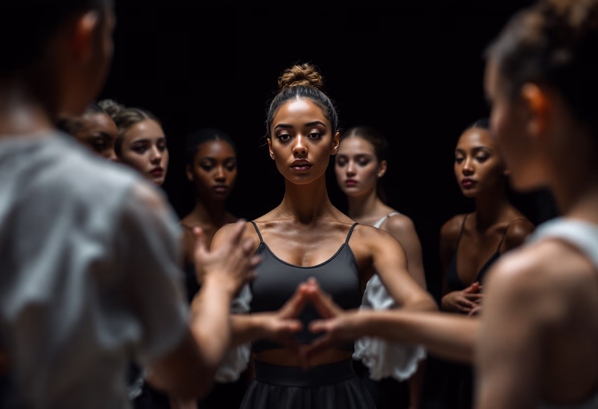 image of dance instructor teaching a class