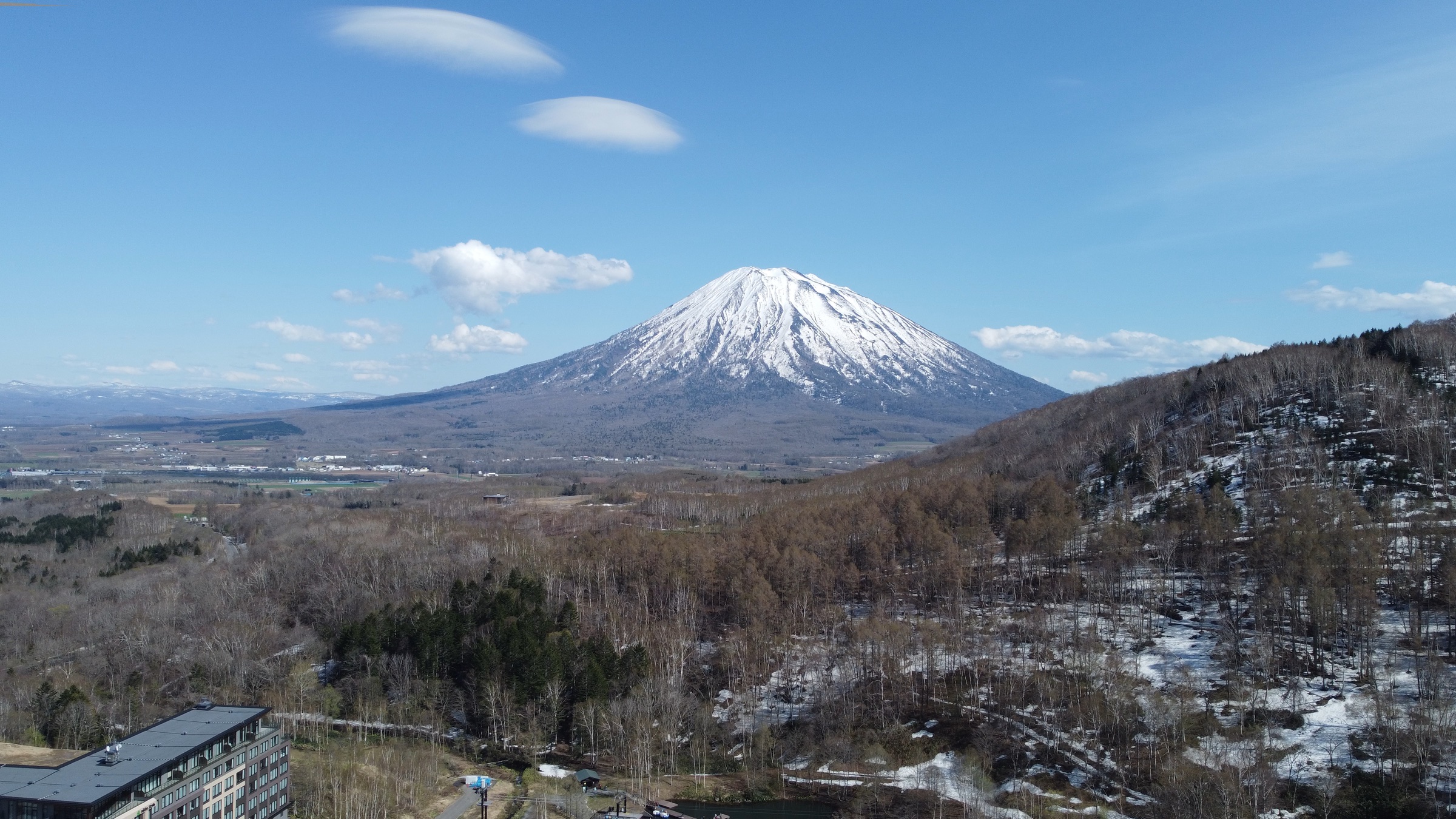 Mount Yotei rising above the snowy Niseko landscape.