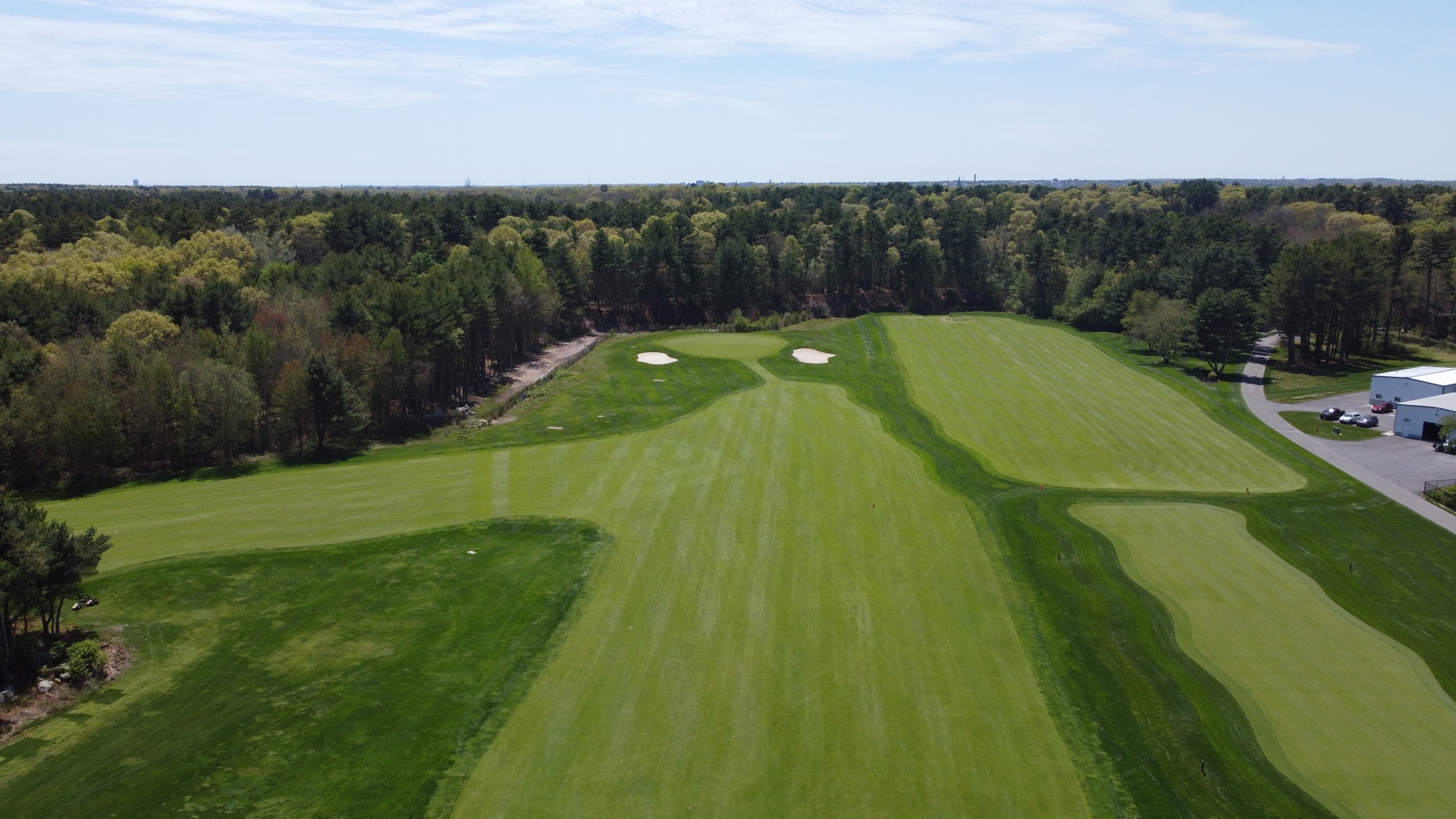 Aerial view of Titleist's Manchester Lane fitting range.