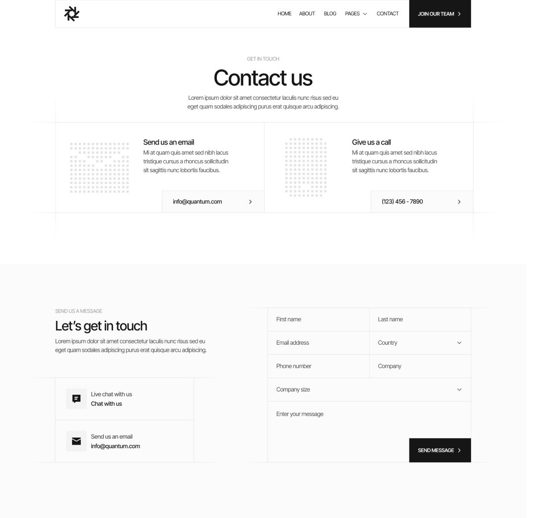 Contact V2 Page - Quantum | Webflow Template
