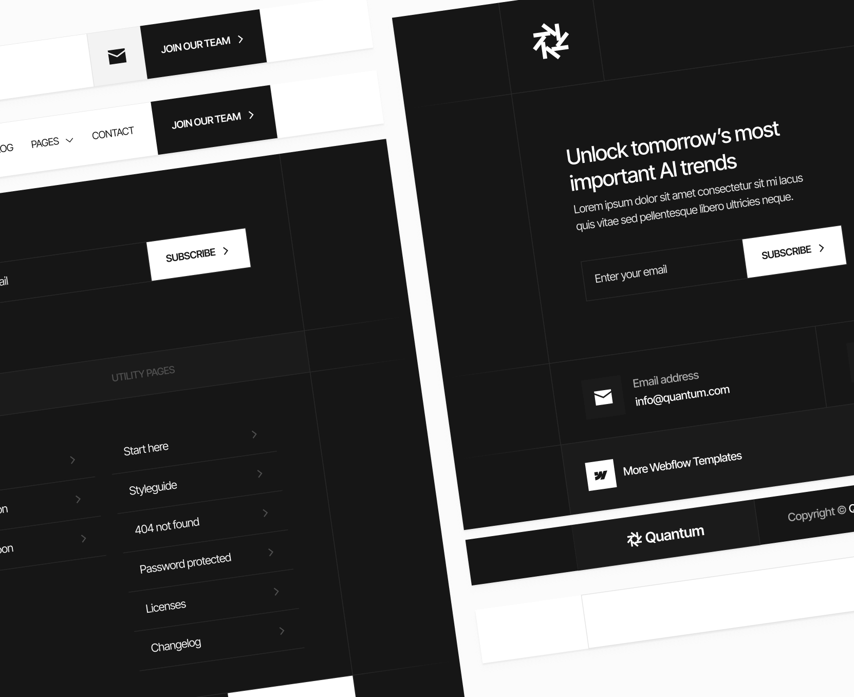 Headers and Footers - Quantum | Webflow Template