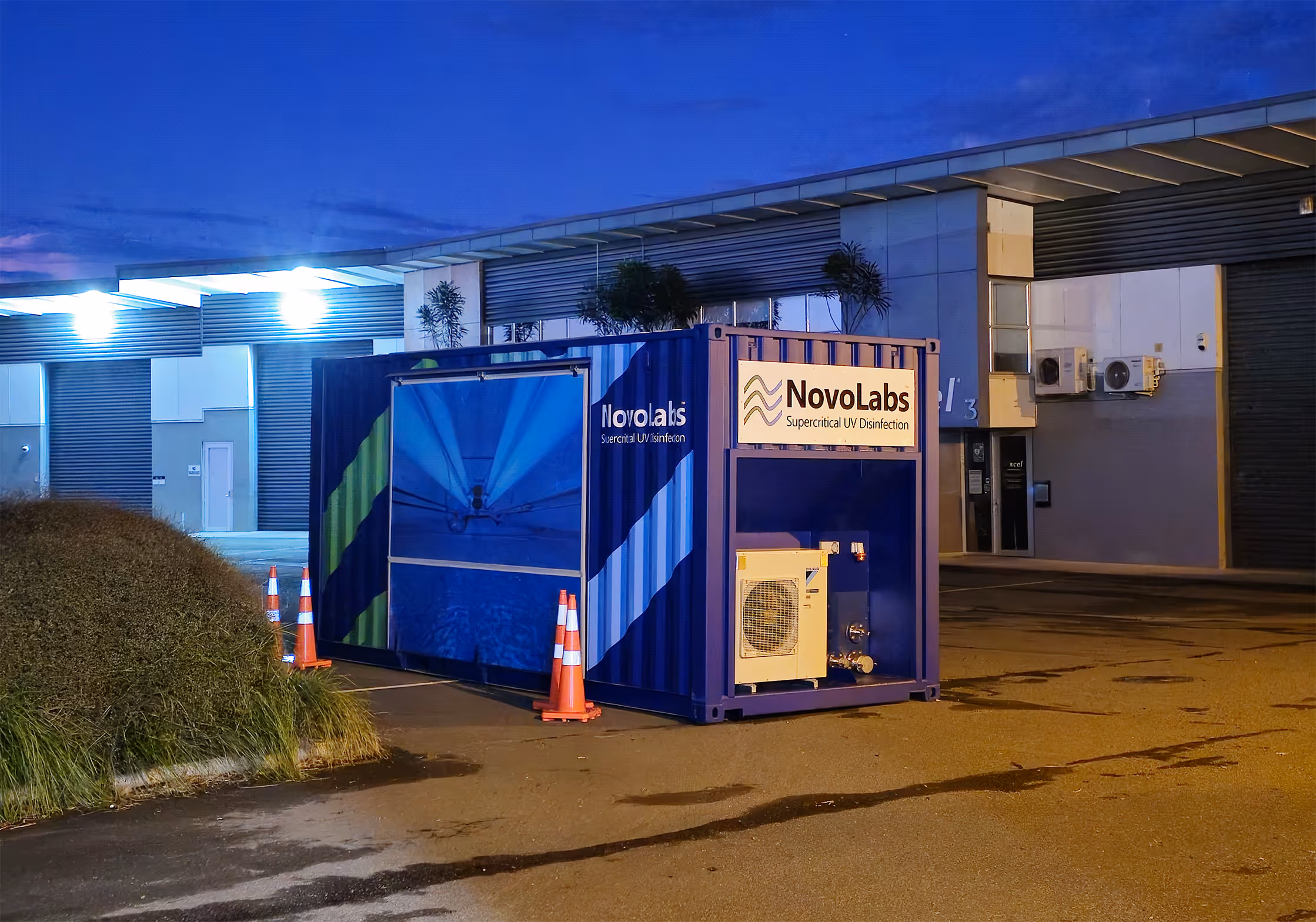 Containerised disinfection system installed outdoors