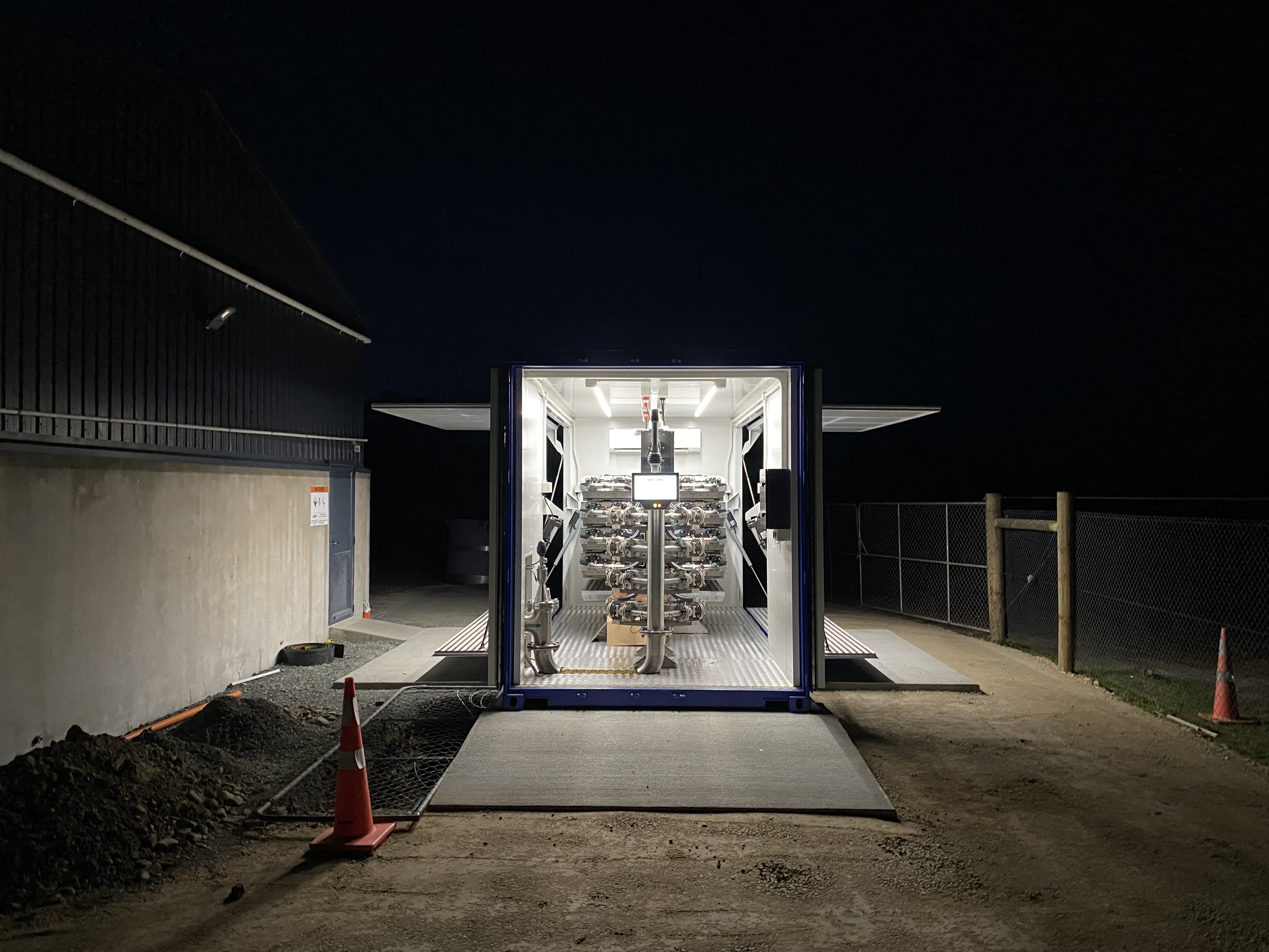 Disinfection system installed alongside a treatment channel