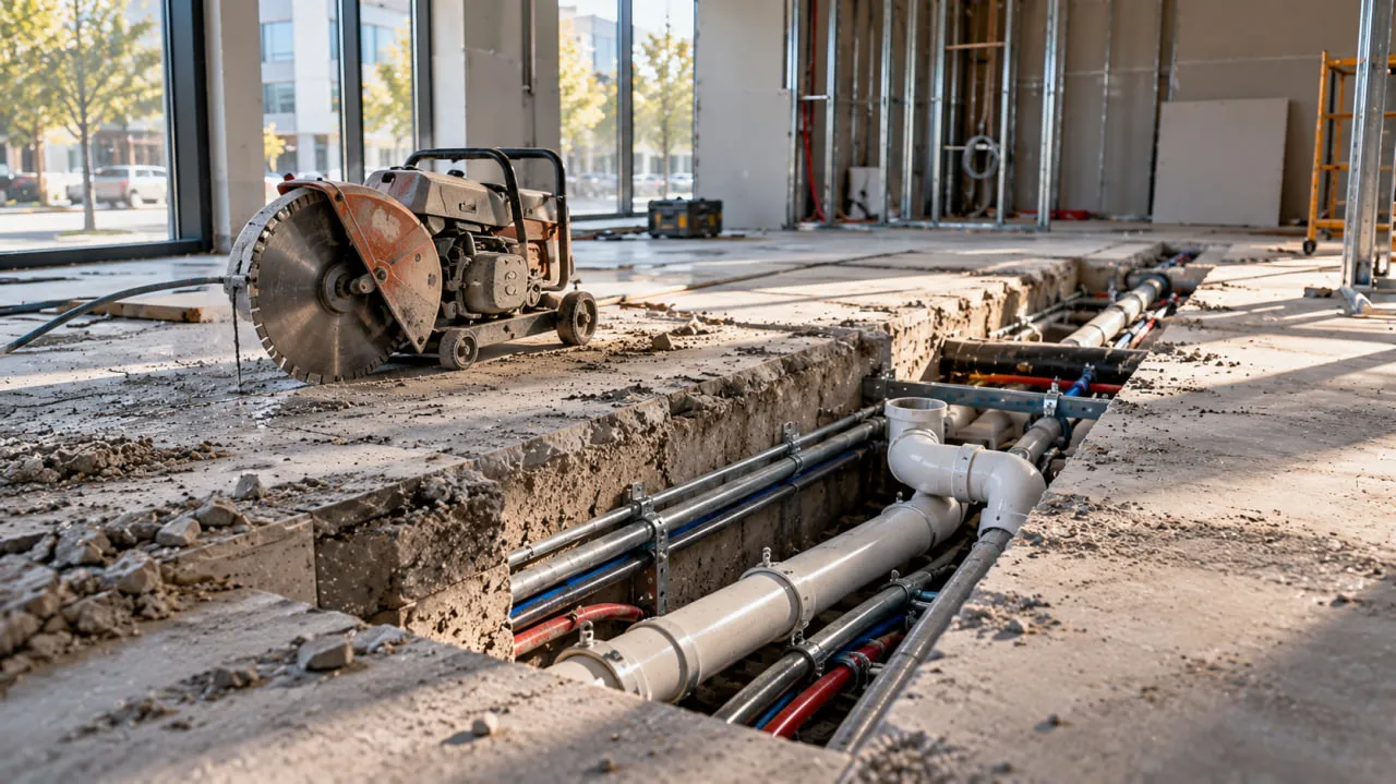 Concrete Trenching in Slab-on-Grade Spaces