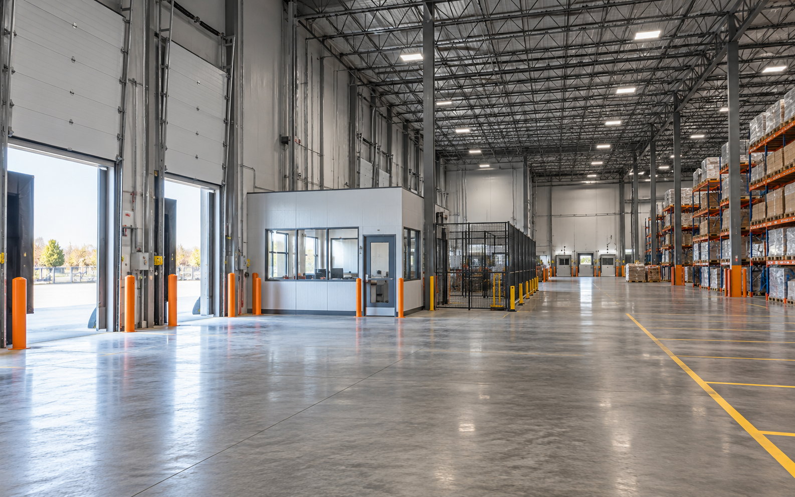Distribution center modernization with new racking, LED lighting and upgraded floors in a GTA warehouse