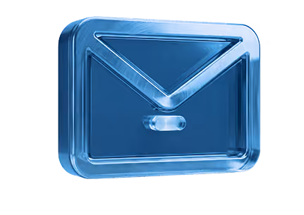 Modrý 3D symbol obálky představující e-mail nebo zprávu.