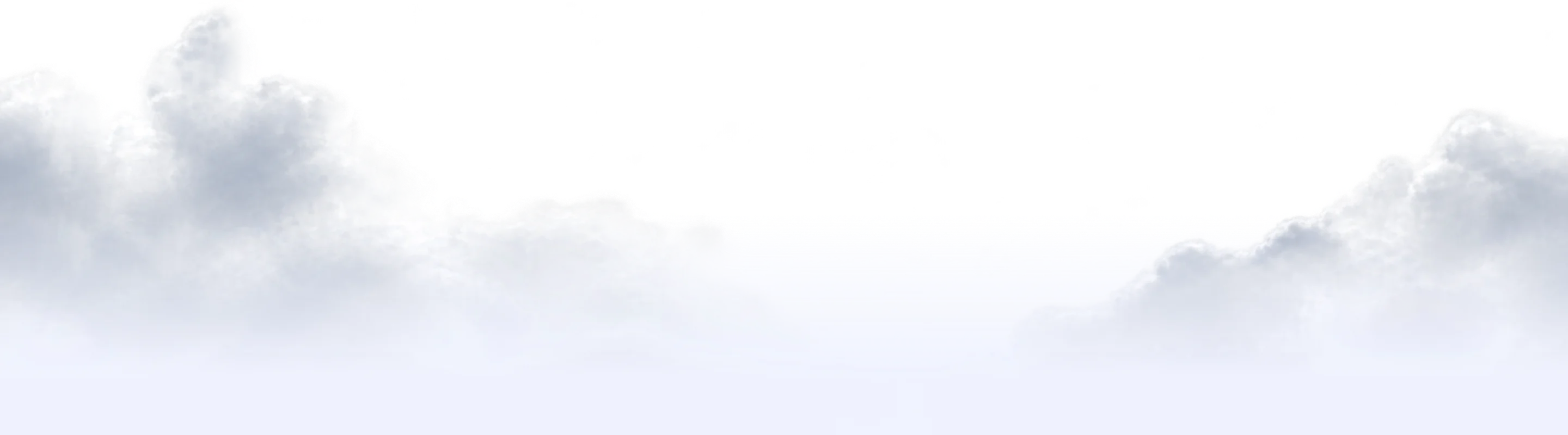 Soft, white and gray clouds fading into a pale blue sky background.