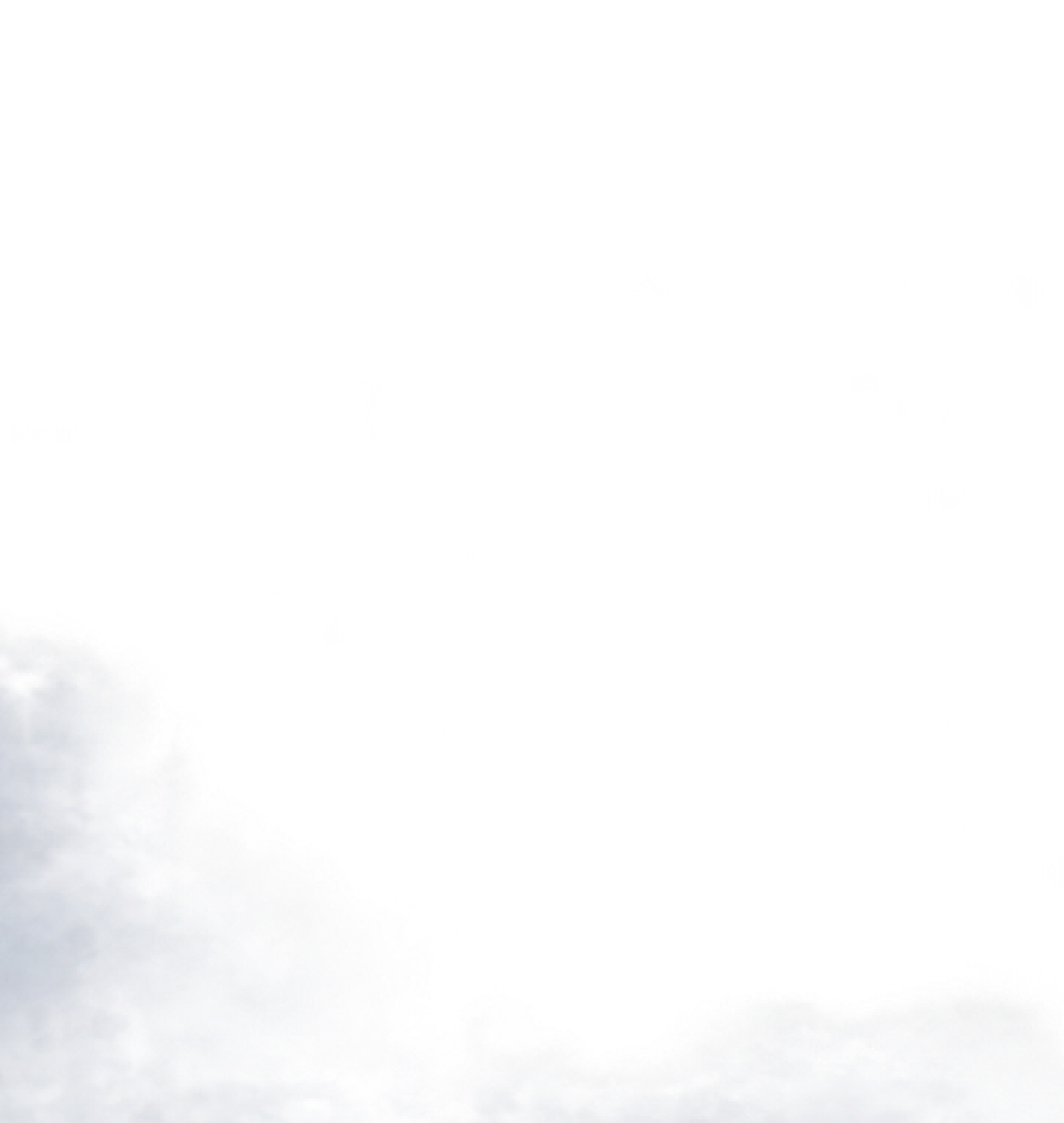 Soft, fluffy white clouds against a transparent background.