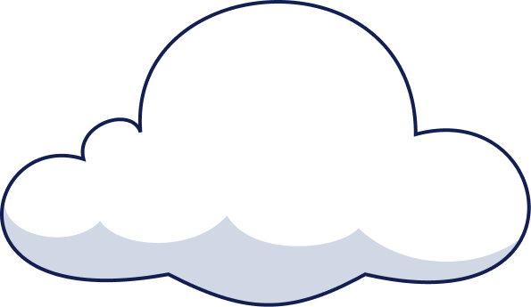 Simple white cloud icon with a slight blue shadow along the bottom edge.