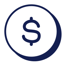 Circular icon with a dollar sign symbol centered inside.