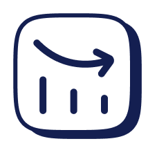 Icon of a descending bar chart with an arrow indicating downward trend.